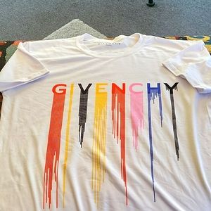 GIVENCHY WHITE TEE-SHIRT WITH DRIPPING COLOR DESIGN